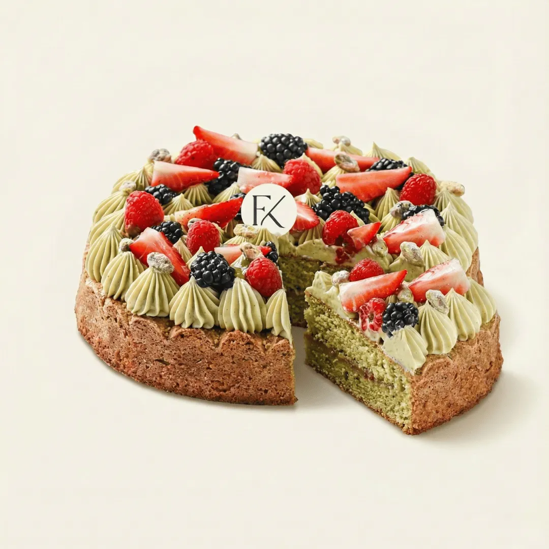 Pistachio With Berries Cake